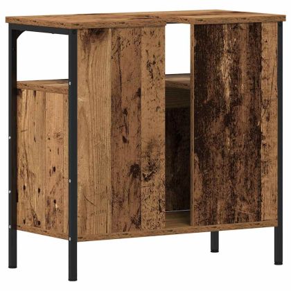Шкаф за мивка за баня, старо дърво, 60x30x60см, инженерно дърво