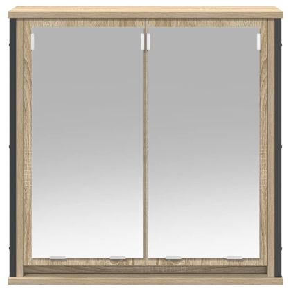 Стенен шкаф за баня с огледало дъб сонома 60x21x60 cm