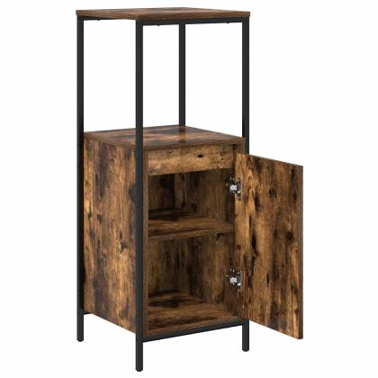 Шкаф за баня с рафтове опушен дъб 36x35x95 cm