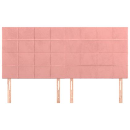 Табла за легло, розова, 180x5x118/128 см, кадифе