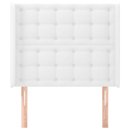 Горна табла с уши, бяла, 83x16x118/128 см, изкуствена кожа