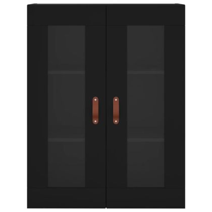 Стенни шкафове, 2 бр, черни, инженерно дърво