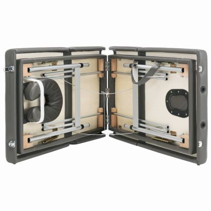 Масажна кушетка с 4 зони, алуминиева рамка, антрацит, 186х68 см