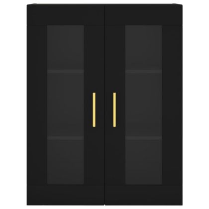 Стенен шкаф черен 69,5x34x90 см