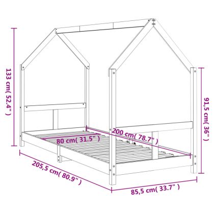 Детска рамка за легло 80x200 см борово дърво масив