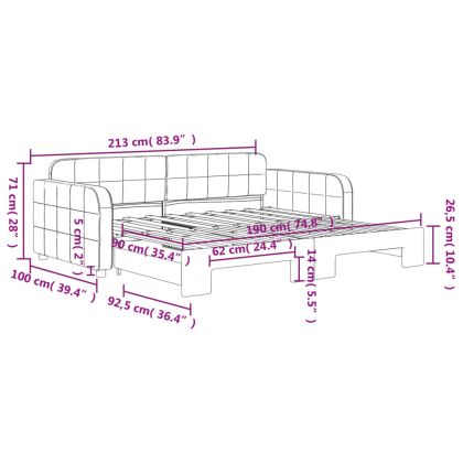 Канапе с изтеглящо разтегателно легло черно 90x190 см кадифе