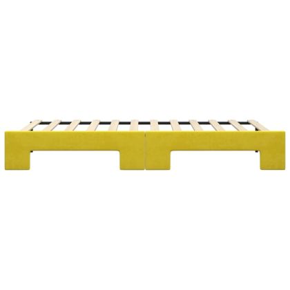 Канапе с изтеглящо разтегателно легло жълто 90x200 см кадифе