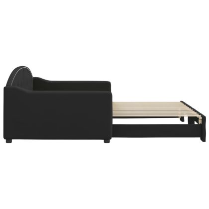 Канапе с изтеглящо разтегателно легло черно 100x200 см плат