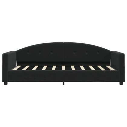 Канапе с матрак, черно, 90x190 см, кадифе