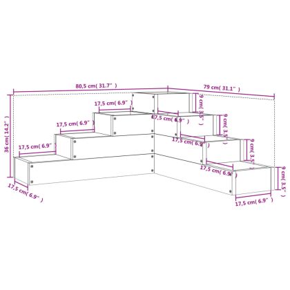 Градинска кашпа 4 нива 80,5x79x36 см масивна борова дървесина