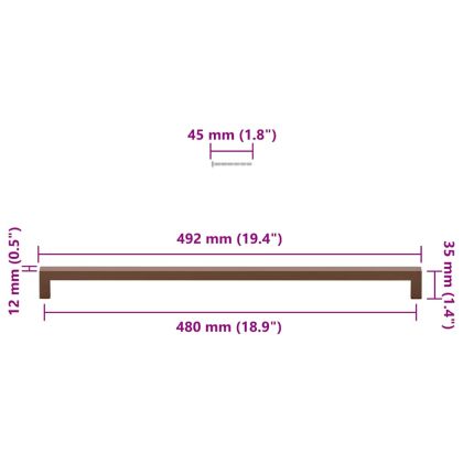 Дръжки за шкафове, 5 бр, бронз, 480 мм, неръждаема стомана
