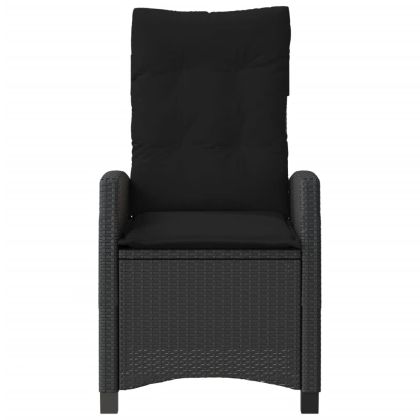 Накланящи градински столове с възглавници 2 бр черни полиратан