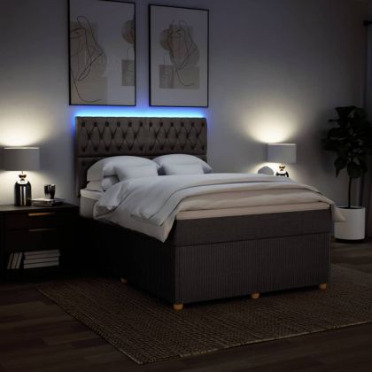 Боксспринг легло с матрак, таупе, 140x190 см, плат