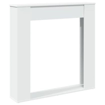 Облицовка за камина, бяла, 100x20x100 см, инженерно дърво