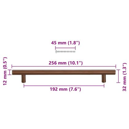 Дръжки за шкафове, 5 бр, бронз, 192 мм, неръждаема стомана