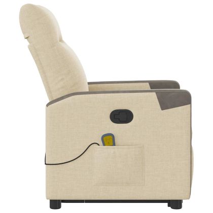 Изправящ масажен реклайнер стол, кремав, текстил