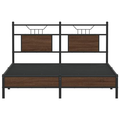 Рамка за легло без матрак Кафяв дъб Инженерна дървесина
