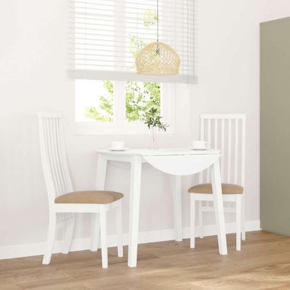 Трапезни столове с възглавници 2 бр Бяла масивна дървесина гума