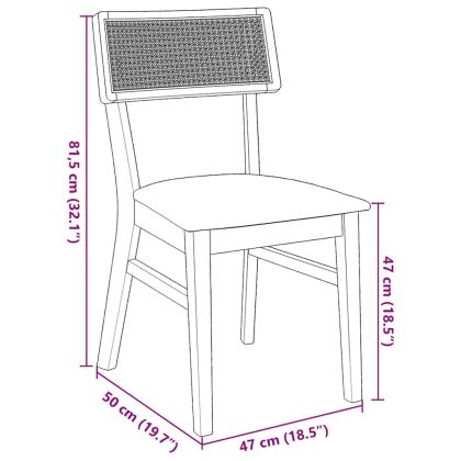 Трапезни столове с възглавници 2бр Кафяв масивна дървесина гума