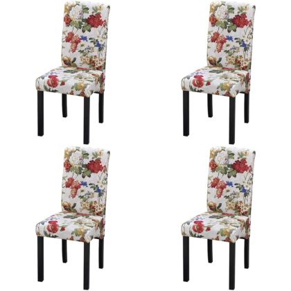 Трапезни столове, 4 бр, многоцветни, текстил