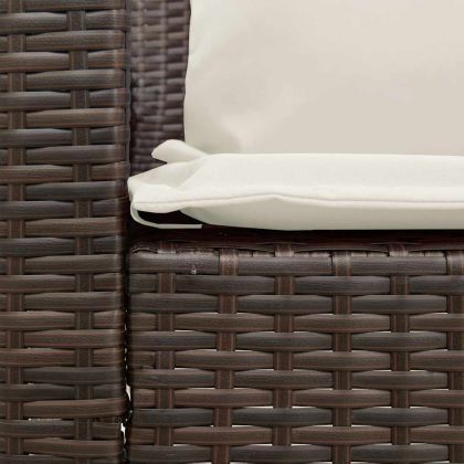 Градински диван с възглавници кафяв полиратан