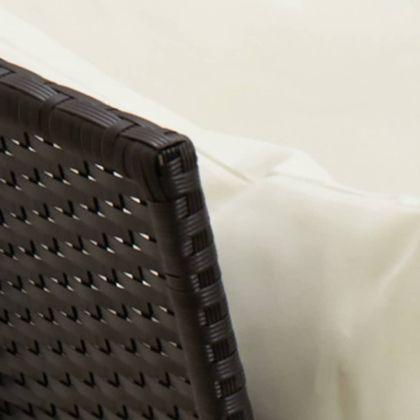 Градински комплект с възглавници, 5 части, черен полиратан