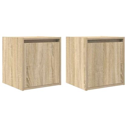 Нощни шкафчета за стенен монтаж, 2 бр, сонома дъб, 38x34x40 см