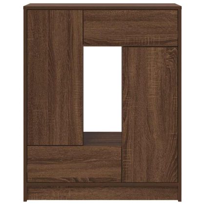 Бюфет с чекмеджета и вратички, кафяв дъб, 73x31x90 см