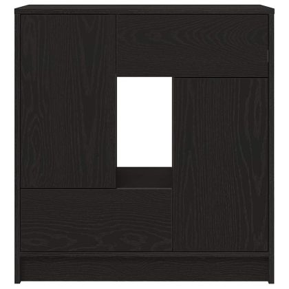 Бюфет с чекмеджета и вратички, черен дъб, 70,5x34x74,5 см