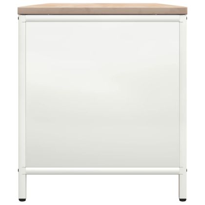 Стойка за дърва за огрев с дървен плот, бяла 100,5x35,5x40 см