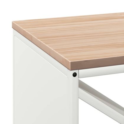 Стойка за дърва за огрев с дървен плот, бяла 100,5x35,5x40 см