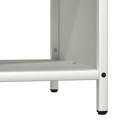 Стойка за дърва за огрев с дървен плот, бяла 100,5x35,5x40 см