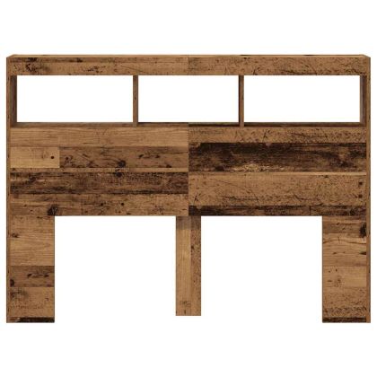 Табла шкаф с LED, Старо дърво, 140x17x102 см