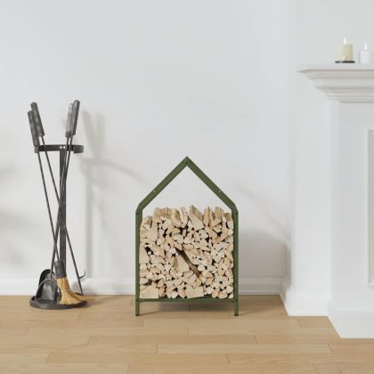 Стойка за дърва за огрев маслиненозелена 40x25x60 см