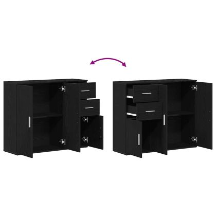 Бюфет, черен дъб, 91x29,5x75 см, инженерно дърво