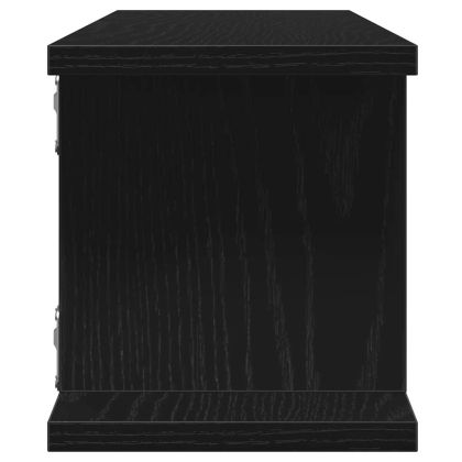 Стенни рафтове 2 бр черно и дъб 105x18x20 см инженерно дърво