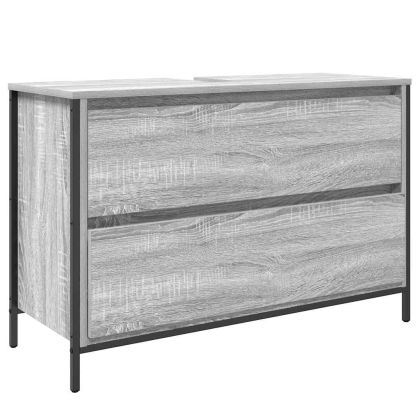 Шкаф за баня с чекмеджета сив сонома 90x34,5x60 cm