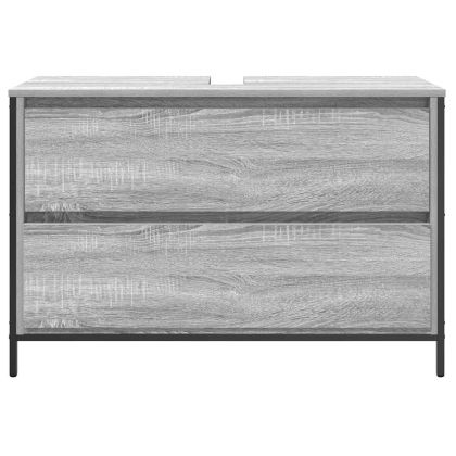 Шкаф за баня с чекмеджета сив сонома 90x34,5x60 cm