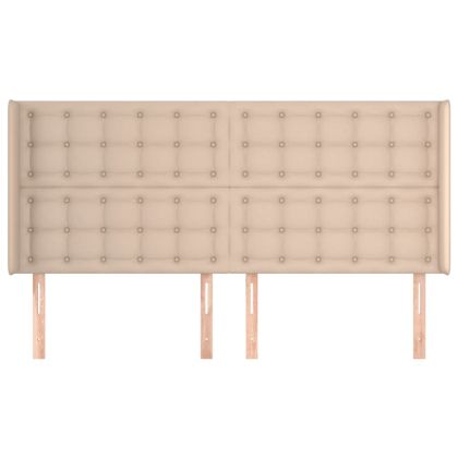 Горна табла с уши, капучино, 163x16x118/128 см, изкуствена кожа