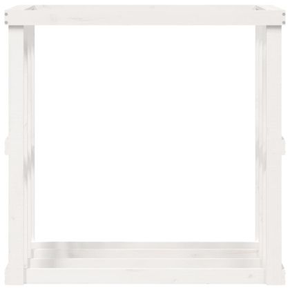 Външна поставка за дърва за огрев бяла 33,5x30x110 см бор масив