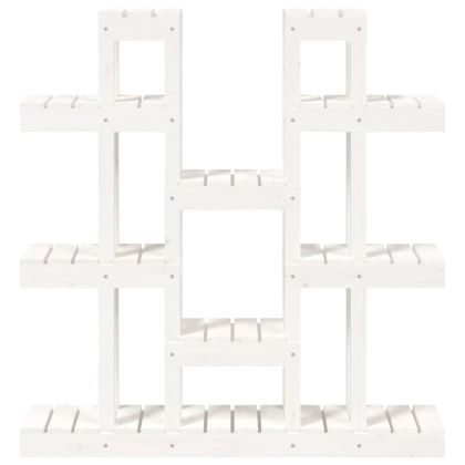 Поставка за цветя, бяла, 104,5x25x109,5 см, бор масив