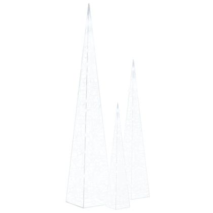 Комплект акрилни декоративни LED елхи студено бяло 60/90/120 см