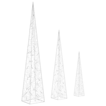 Комплект акрилни декоративни LED елхи студено бяло 60/90/120 см