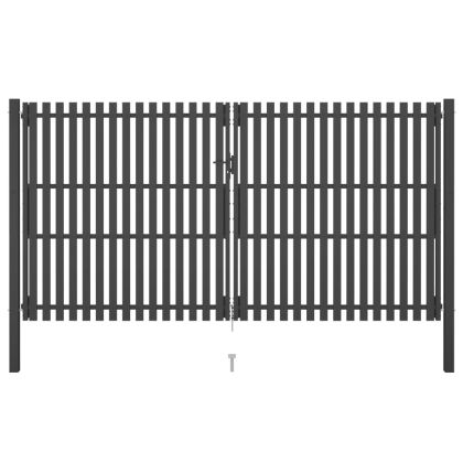 Градинска оградна порта от стомана 400x200 см, антрацит