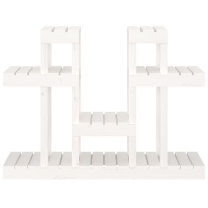 Поставка за цветя, бяла, 104,5x25x77,5 см, бор масив