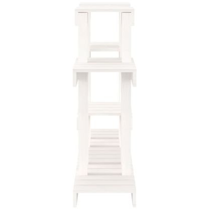 Поставка за цветя, бяла, 104,5x25x77,5 см, бор масив