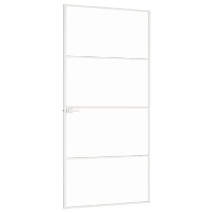 Интериорна врата бяла 93x201,5 см закалено стъкло и алуминий