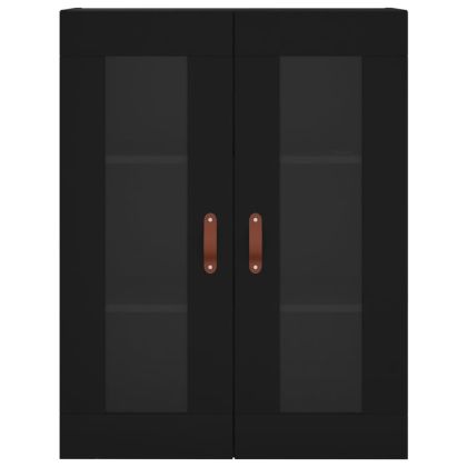 Висок шкаф, черен, 69,5x34x180 см, инженерно дърво