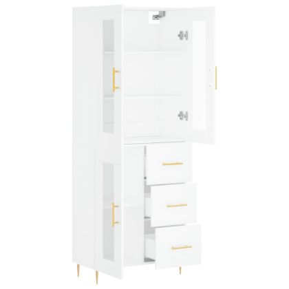 Висок шкаф, бял, 69,5x34x180 см, инженерно дърво