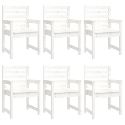 Градински трапезен комплект от 7 части, бял, масивен бор